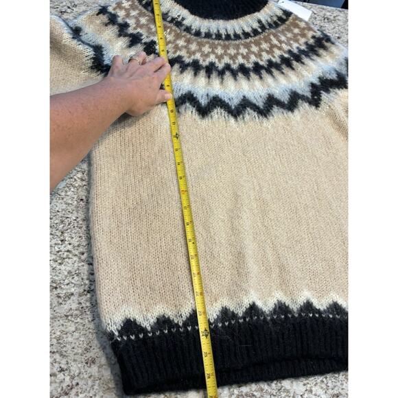 ASOS Beige Turtleneck Fair Isle Icelandic Mohair Blend Sweater Women’s Sz Small - Picture 9 of 10